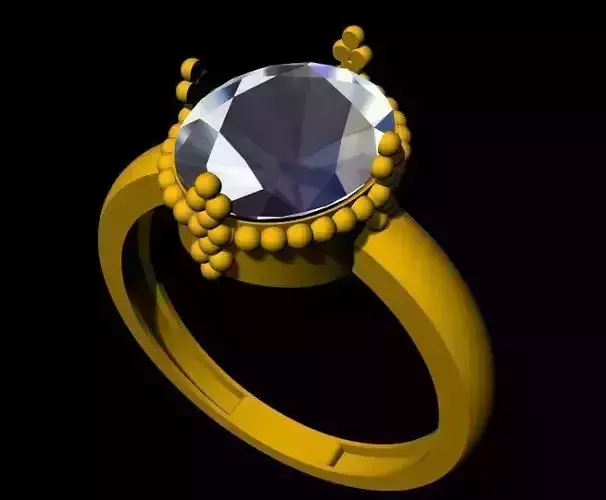 Oval Stone Ring 3dm file