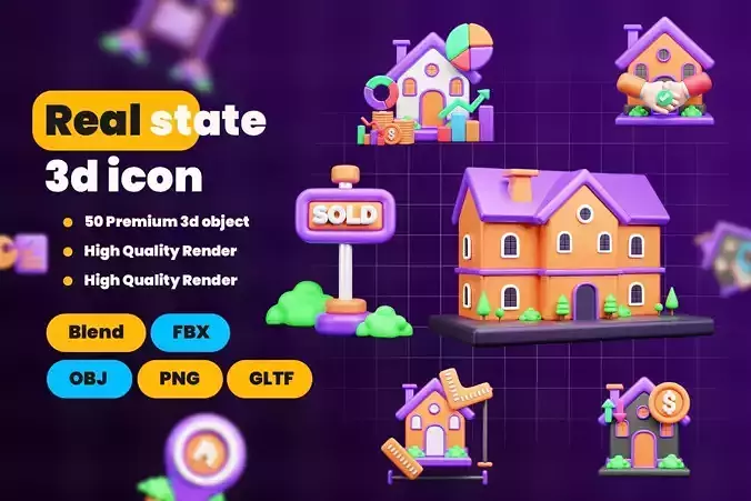 Real State 3d Illustration  Icon Pack