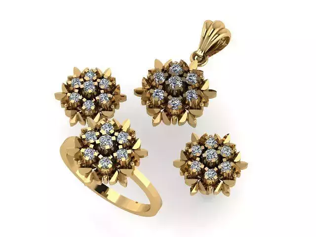 Diamond Pandent Set 3D print model 