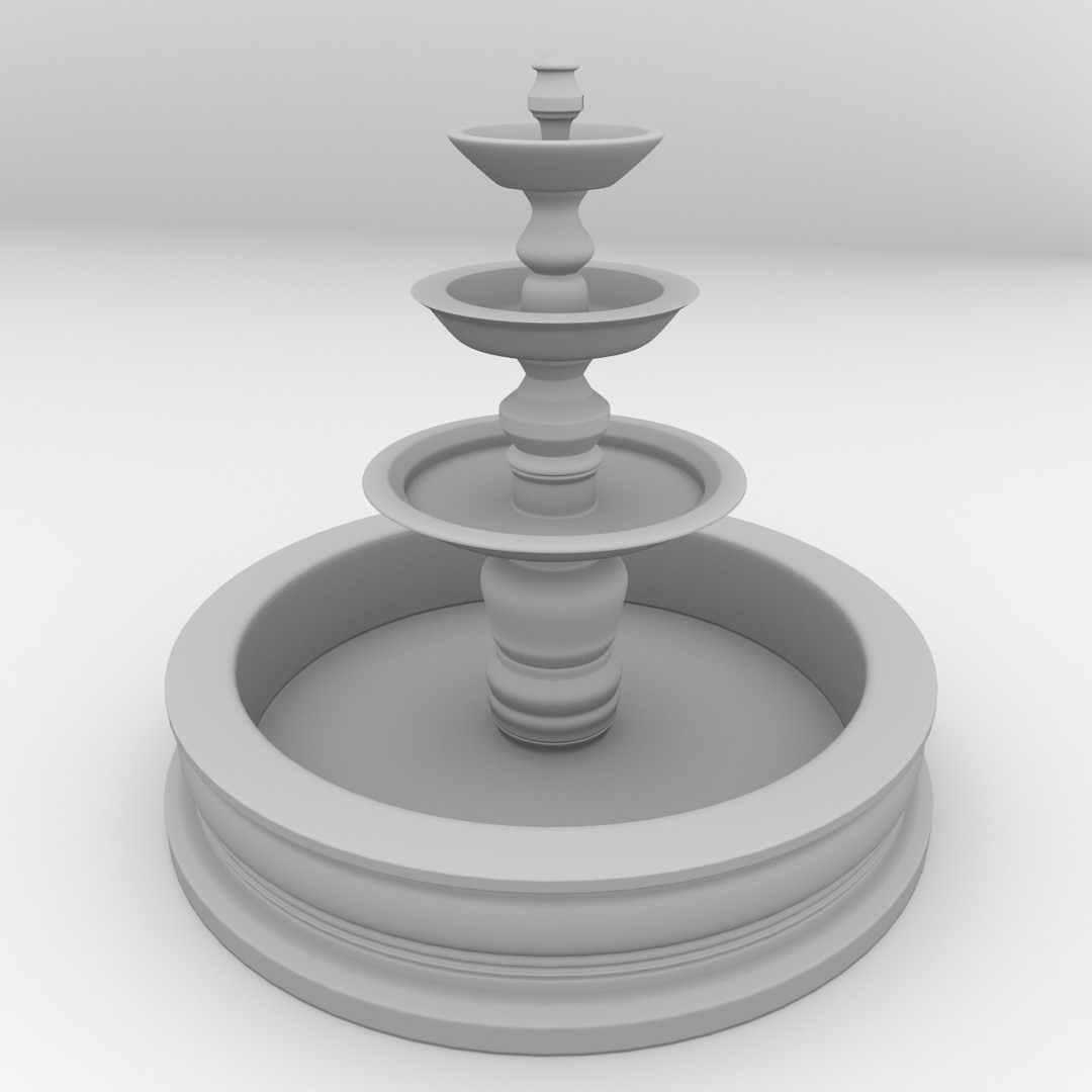 Fountain with three tiers 3D model_3
