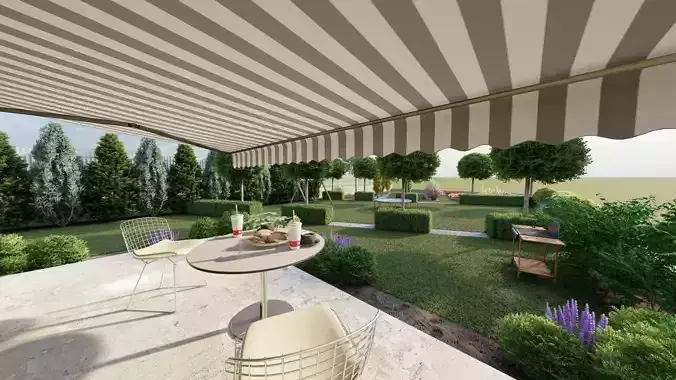 landscape house garden Free 3D model