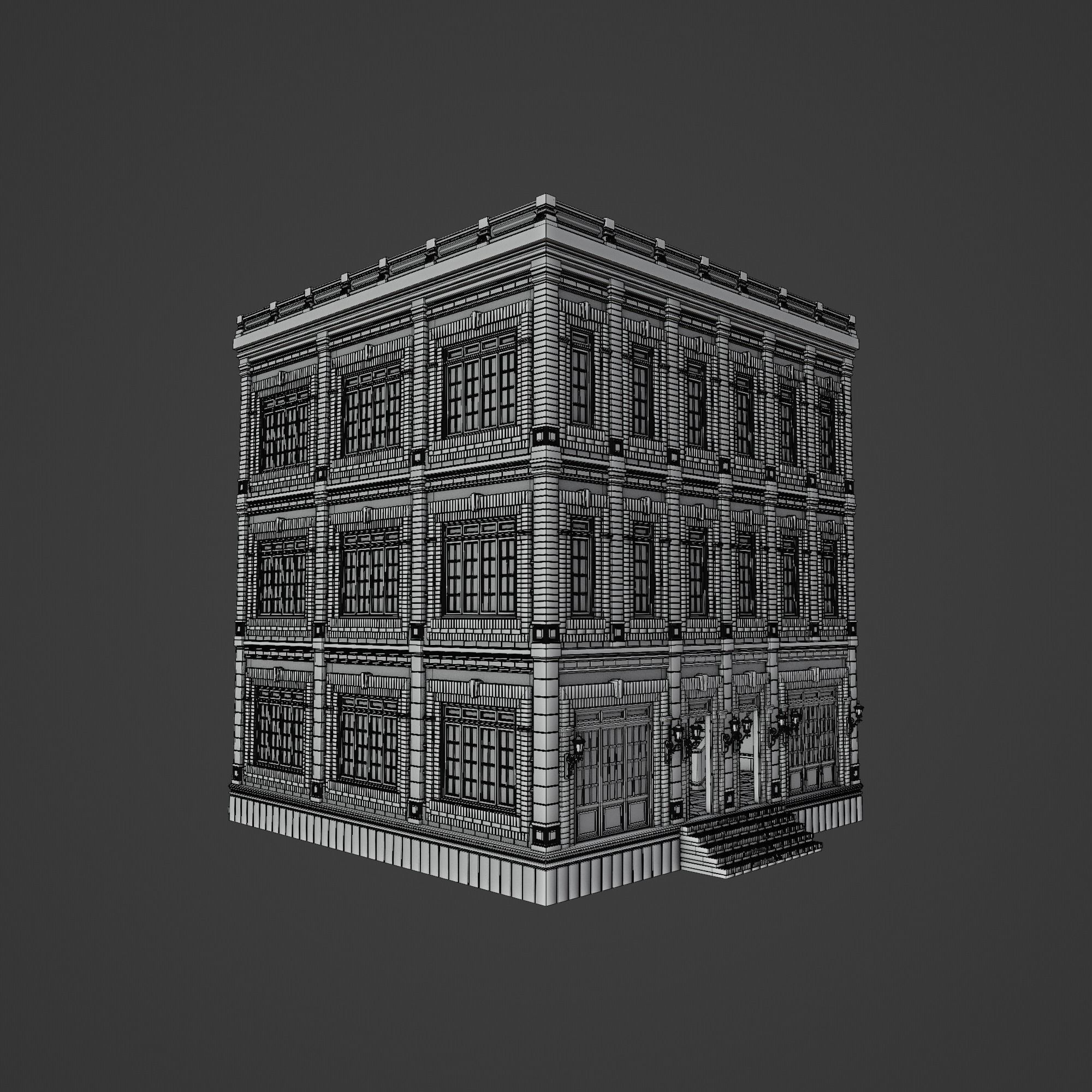 MODULAR BUILDING WITH INTERIOR KITBASH 02 Low-poly 3D model_26