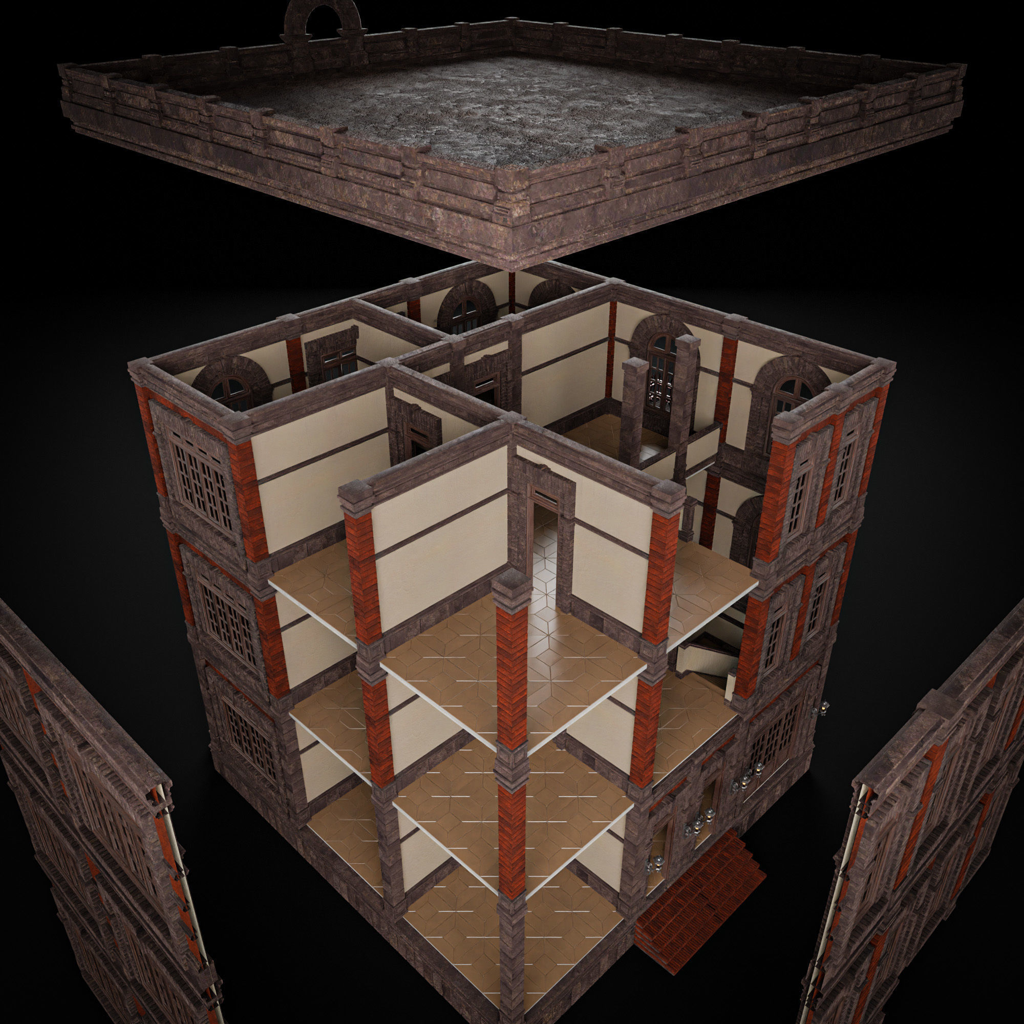 MODULAR BUILDING WITH INTERIOR KITBASH 02 Low-poly 3D model_22