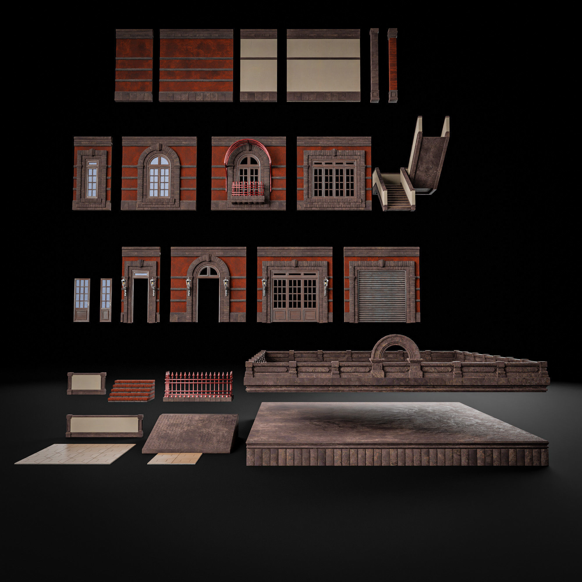 MODULAR BUILDING WITH INTERIOR KITBASH 02 Low-poly 3D model_3