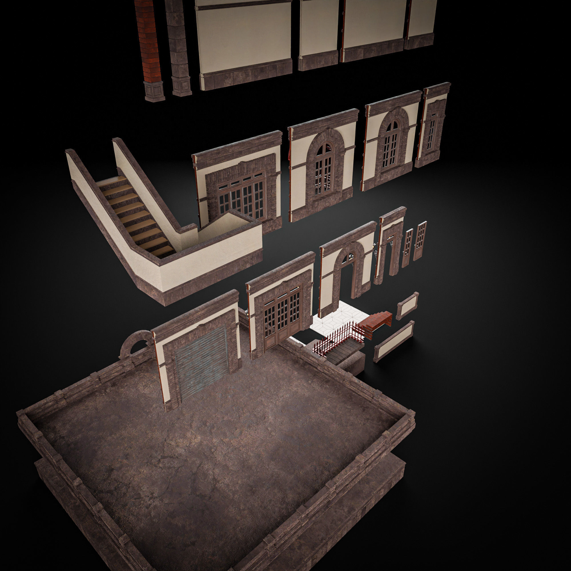 MODULAR BUILDING WITH INTERIOR KITBASH 02 Low-poly 3D model_12