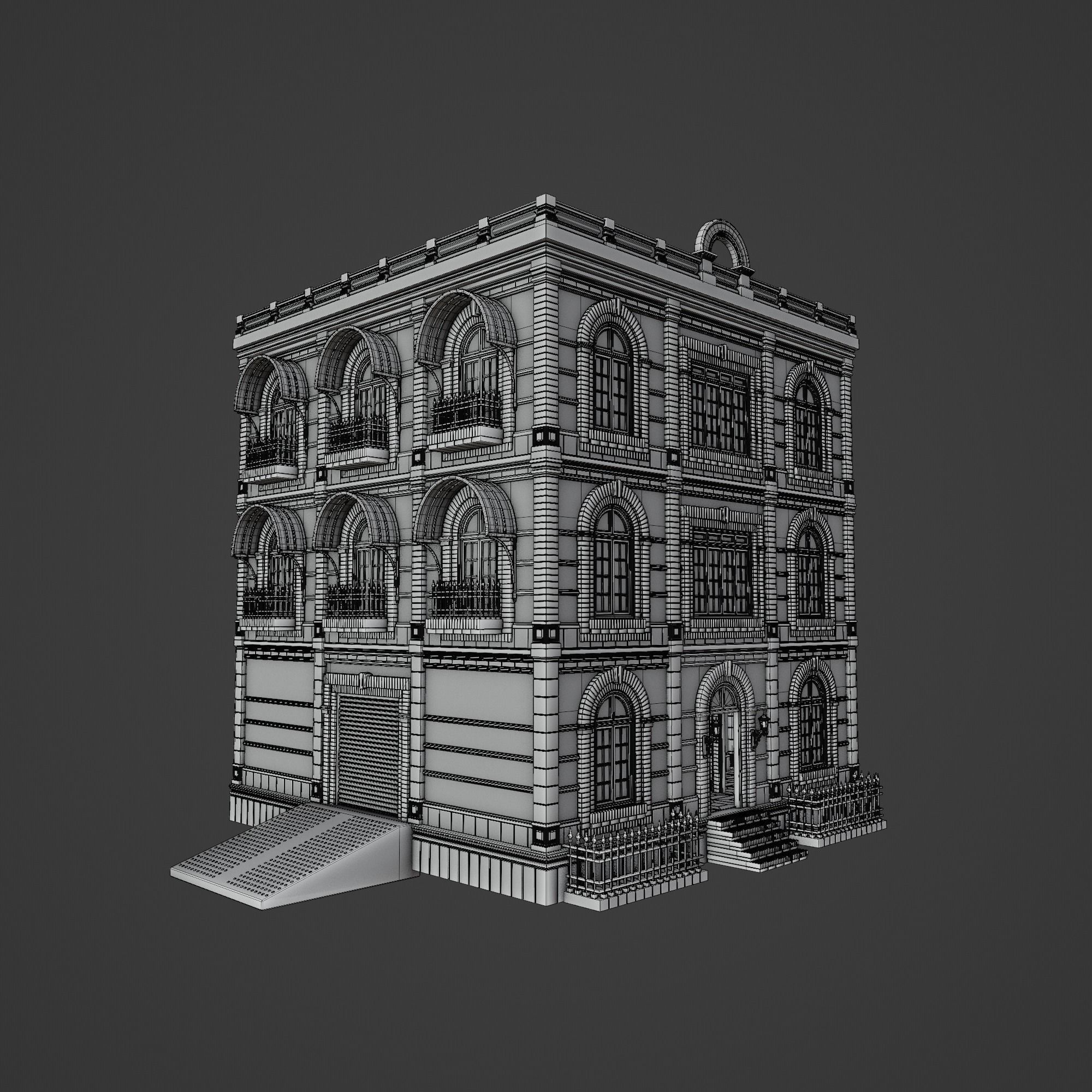 MODULAR BUILDING WITH INTERIOR KITBASH 02 Low-poly 3D model_30
