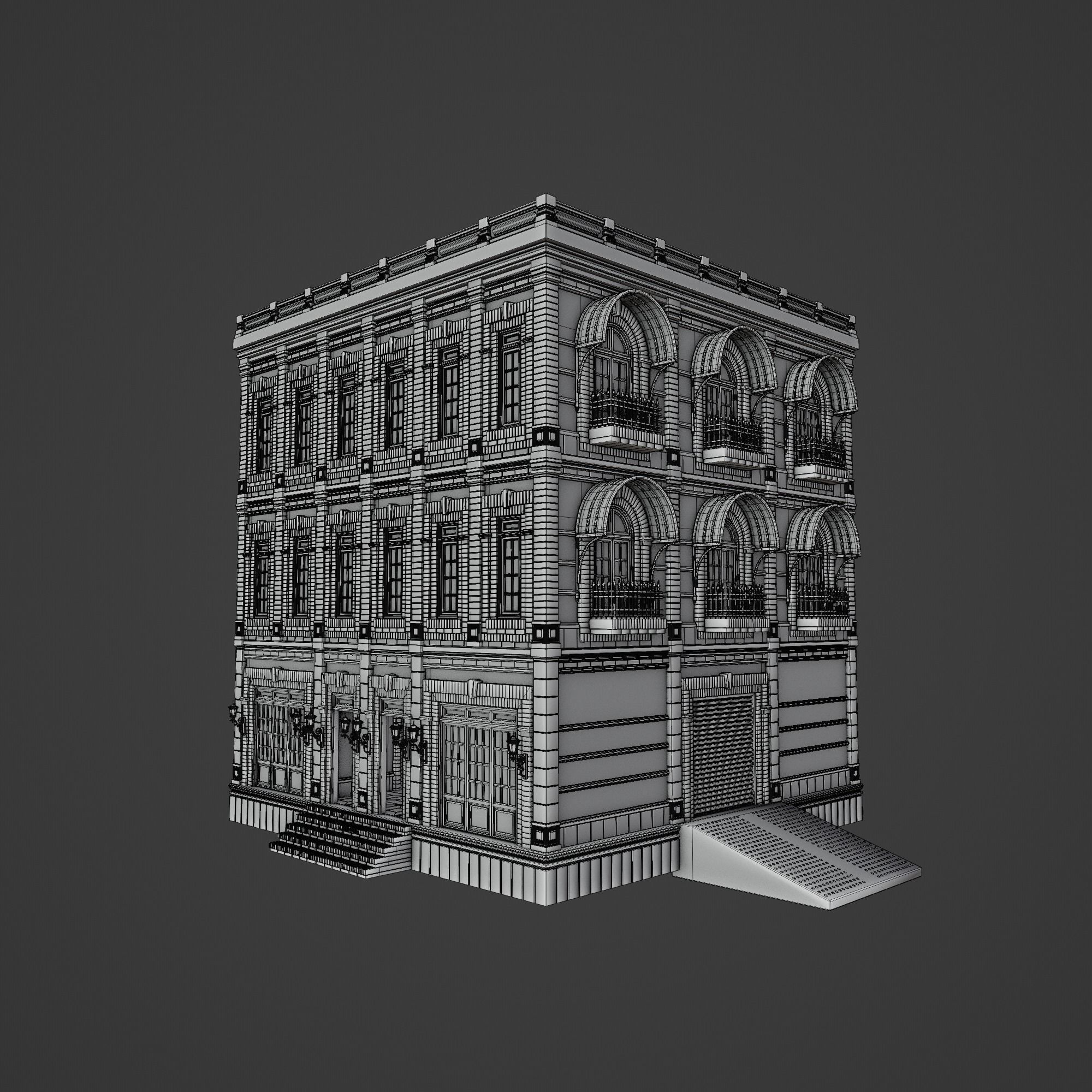 MODULAR BUILDING WITH INTERIOR KITBASH 02 Low-poly 3D model_28