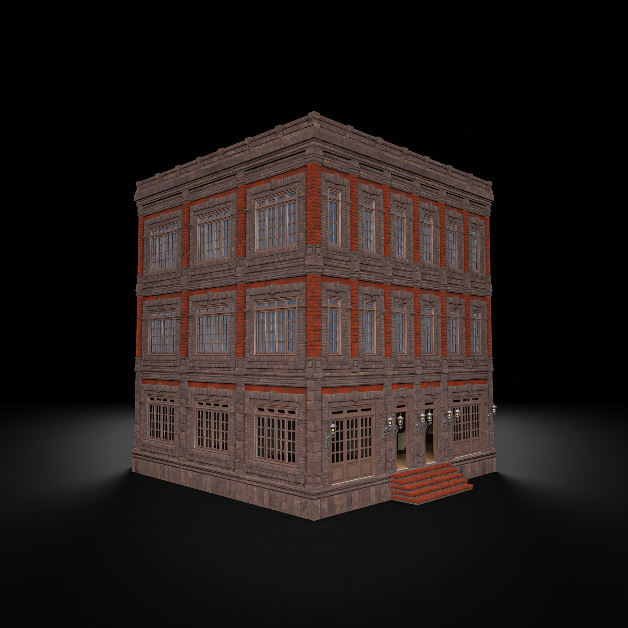 MODULAR BUILDING WITH INTERIOR KITBASH 02 Low-poly 3D model_16