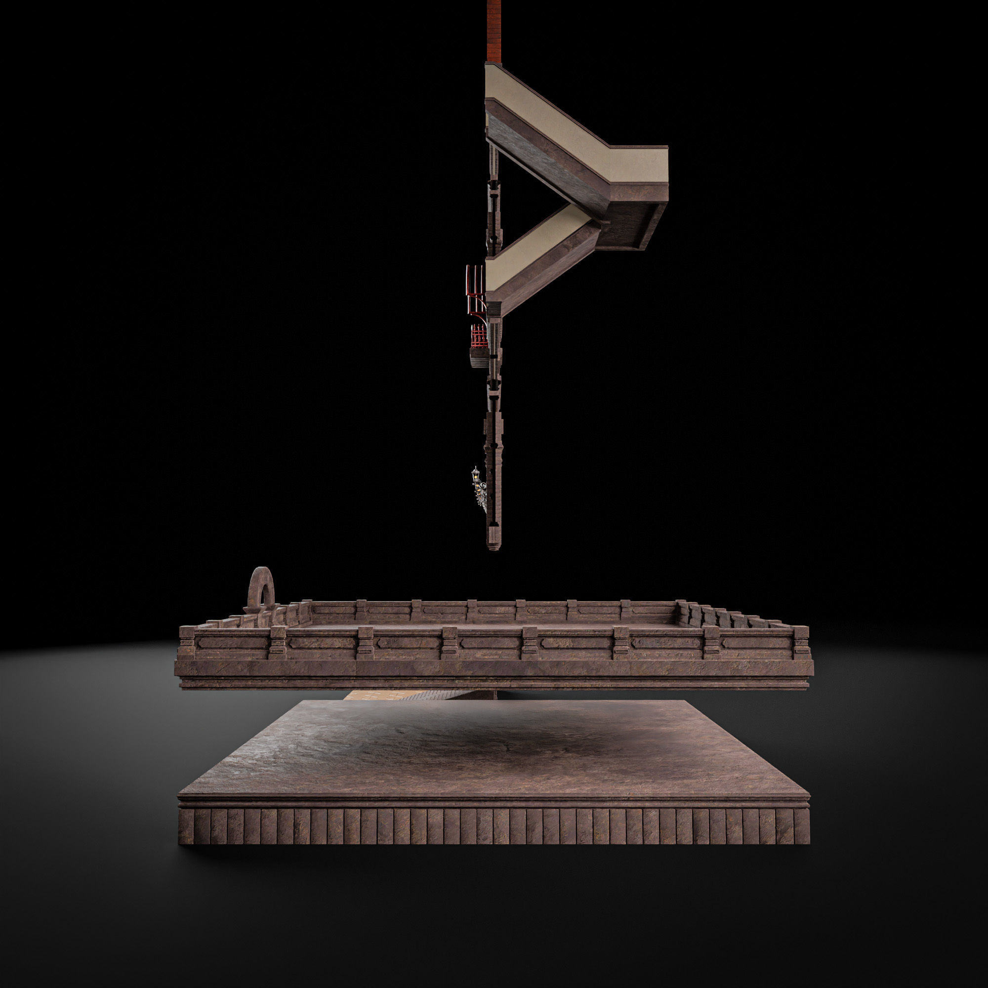 MODULAR BUILDING WITH INTERIOR KITBASH 02 Low-poly 3D model_5