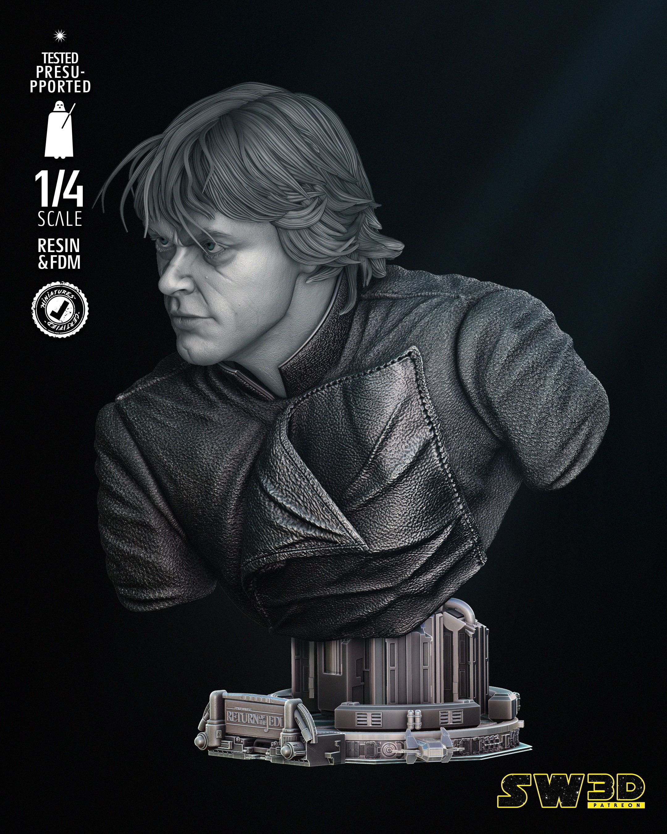 STAR WARS Luke Skywalker Bust Portrait 3D print model_2