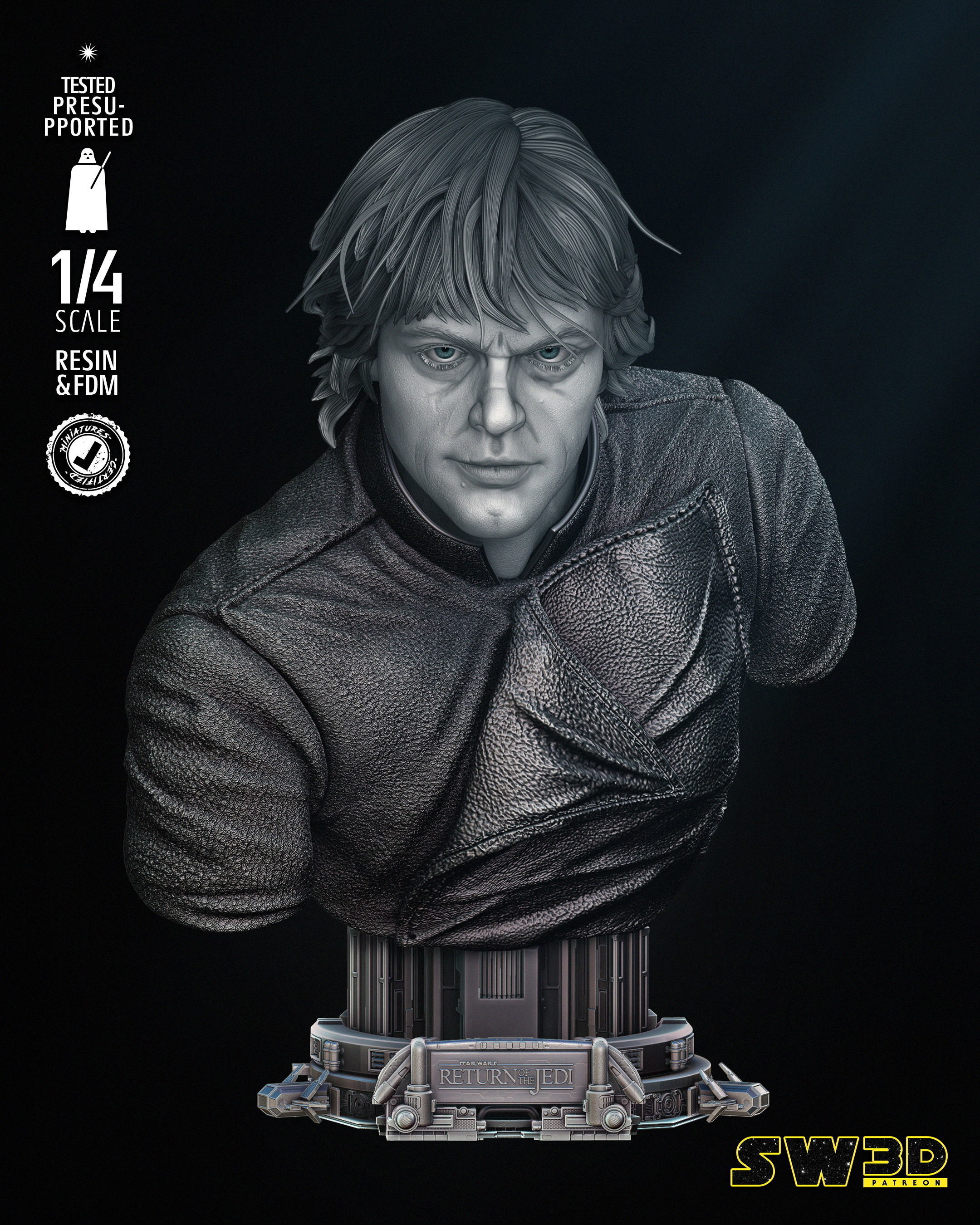 STAR WARS Luke Skywalker Bust Portrait 3D print model_3