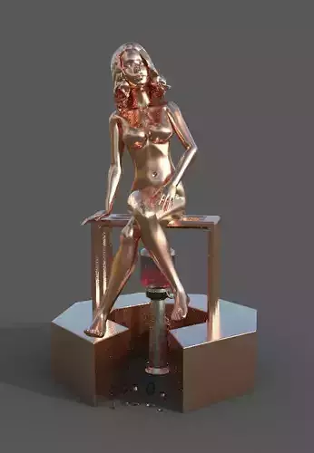 Copper lady sitting model 3d