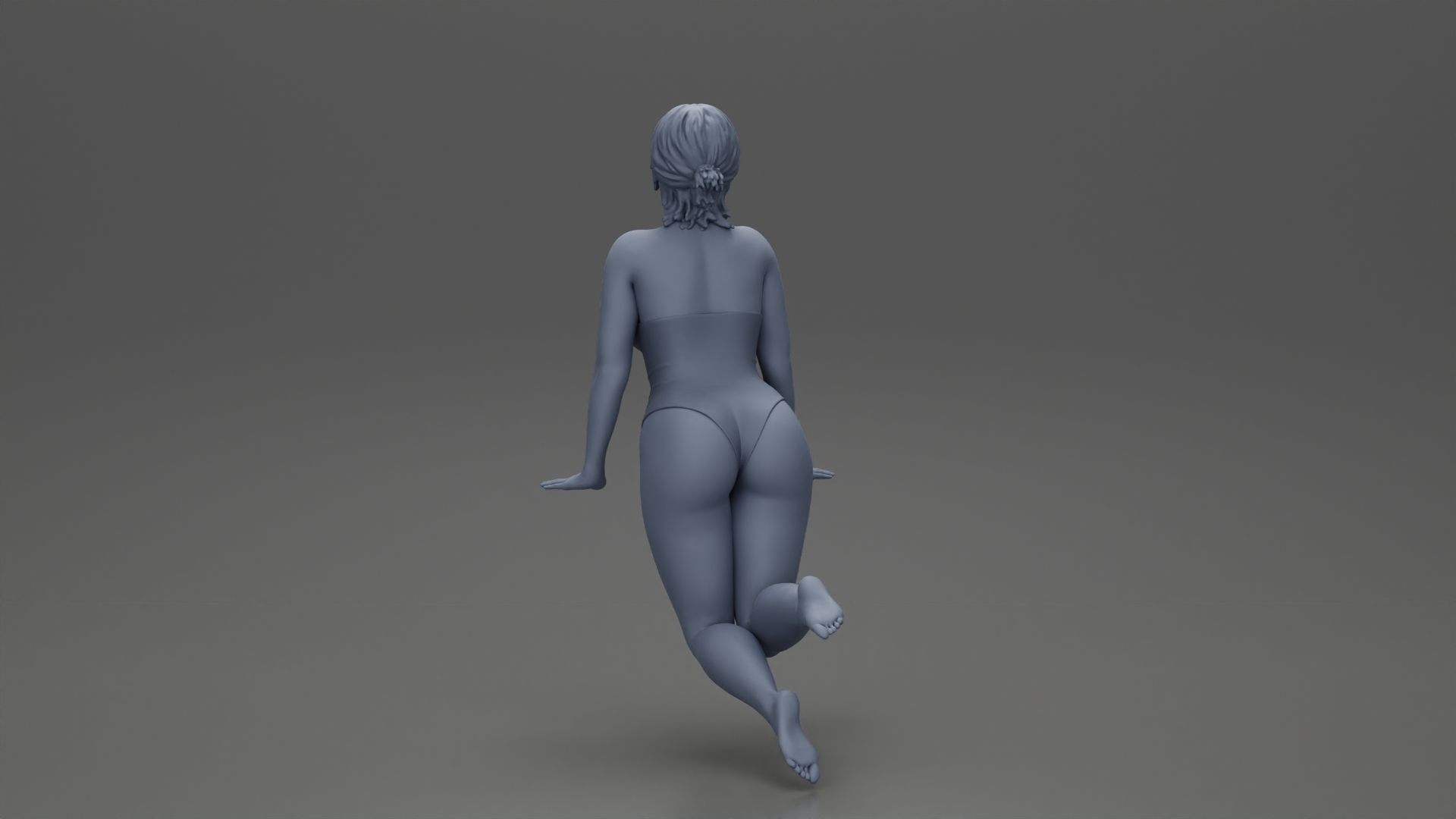 girl in one-piece swimsuit leaning on the poolside with hands 3D print model_10