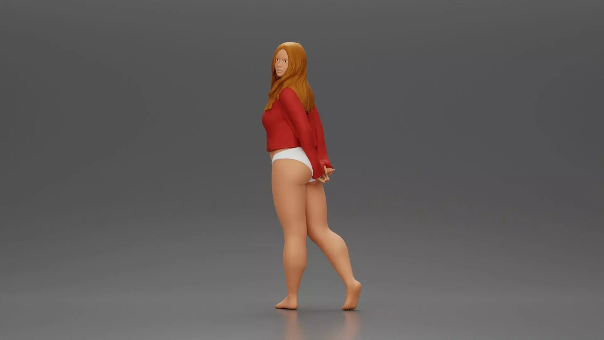 sexy girl in bikini and shirt walking and posing 3D print model