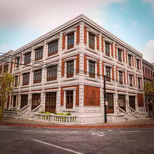 MODULAR BUILDING WITH INTERIOR KITBASH 07 Low-poly 3D model