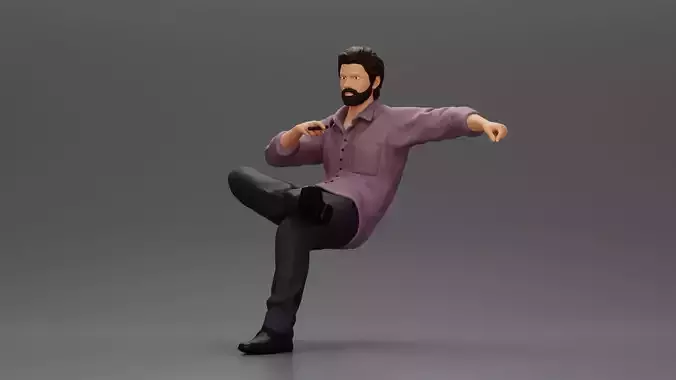Handsome Man Smoking a Cigar and Resting One Leg on the Other 3D print model