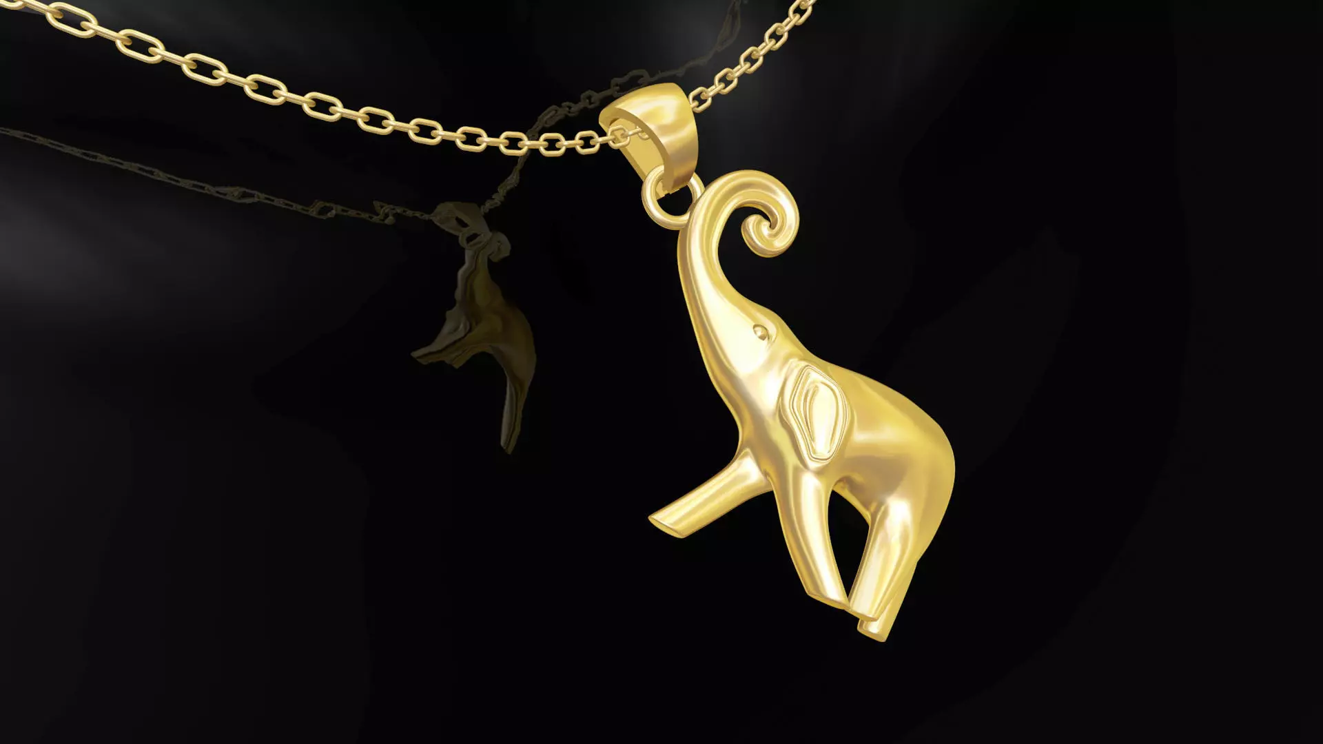 elephant gold pendant jewelry Free 3D print model