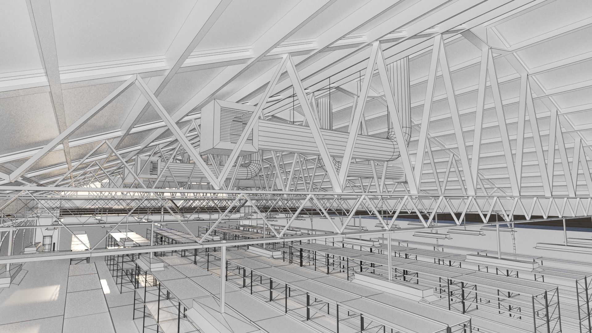 Warehouse Industrial Interior and Exterior Low-poly 3D model_39