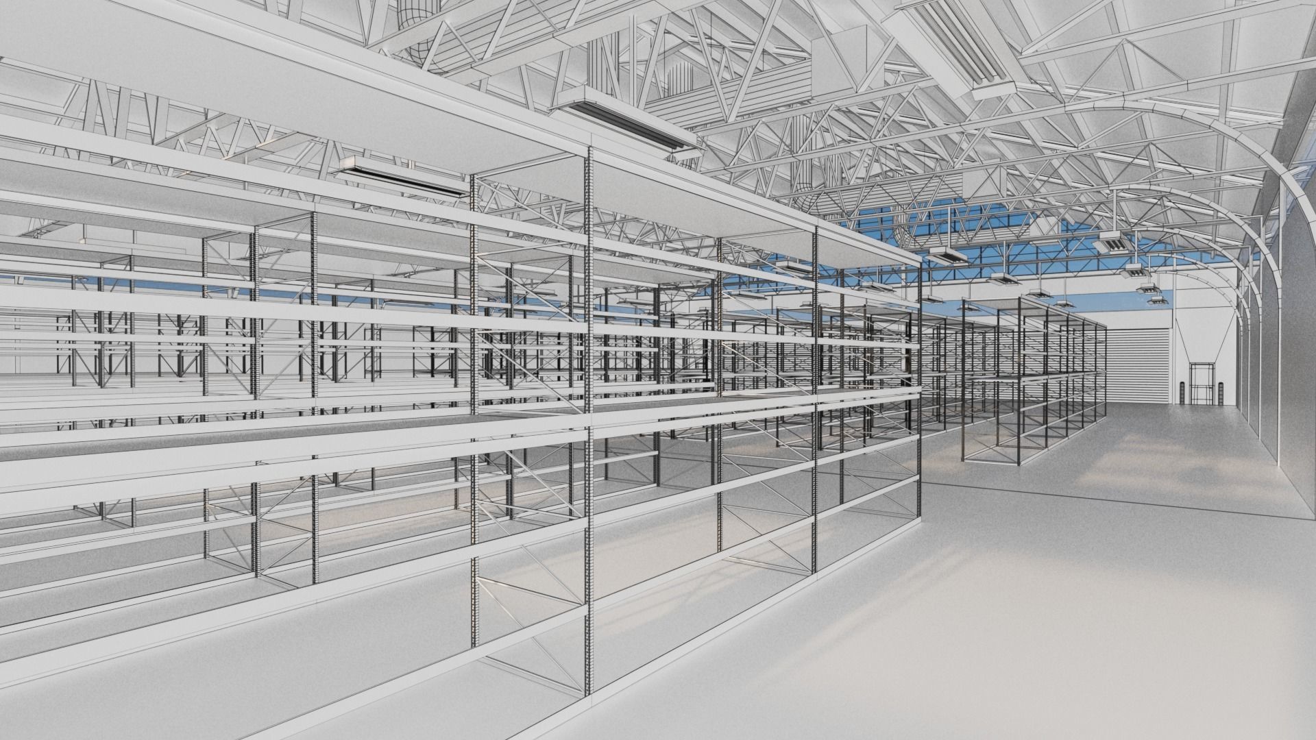 Warehouse Industrial Interior and Exterior Low-poly 3D model_35