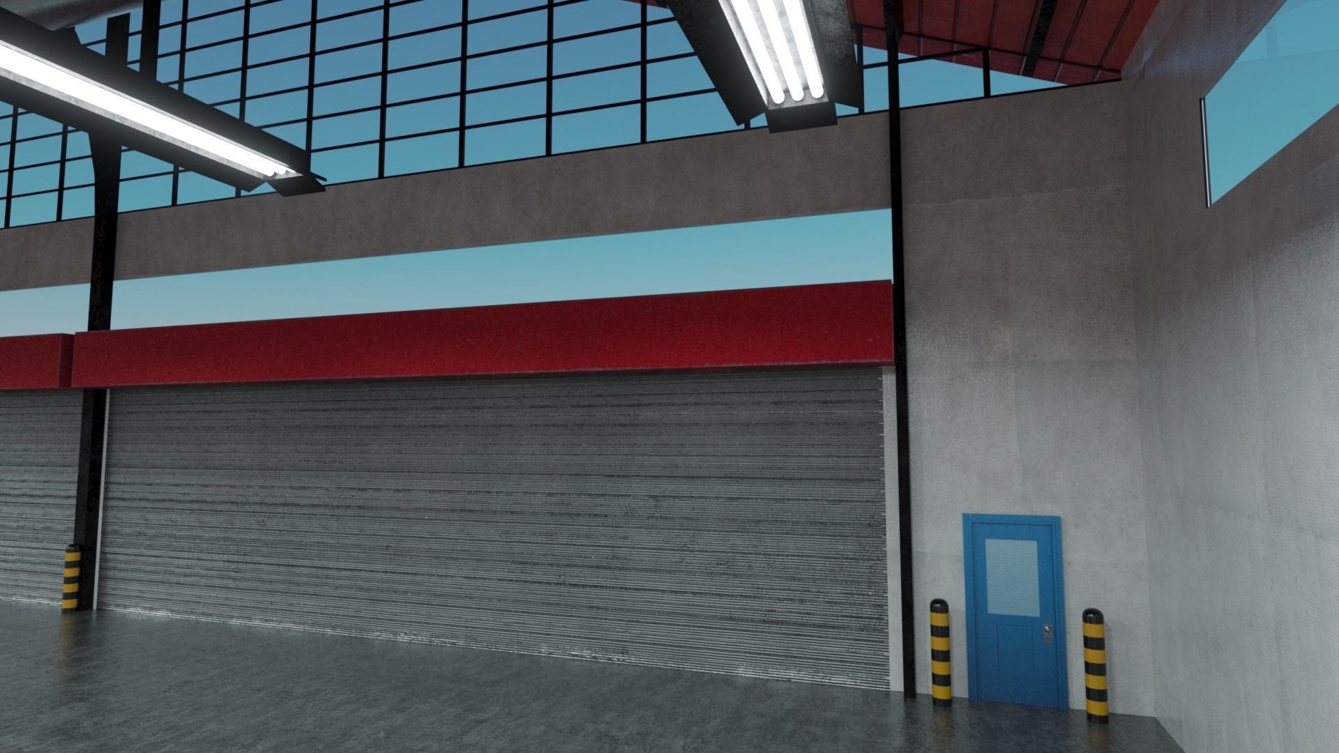 Warehouse Industrial Interior and Exterior Low-poly 3D model_29