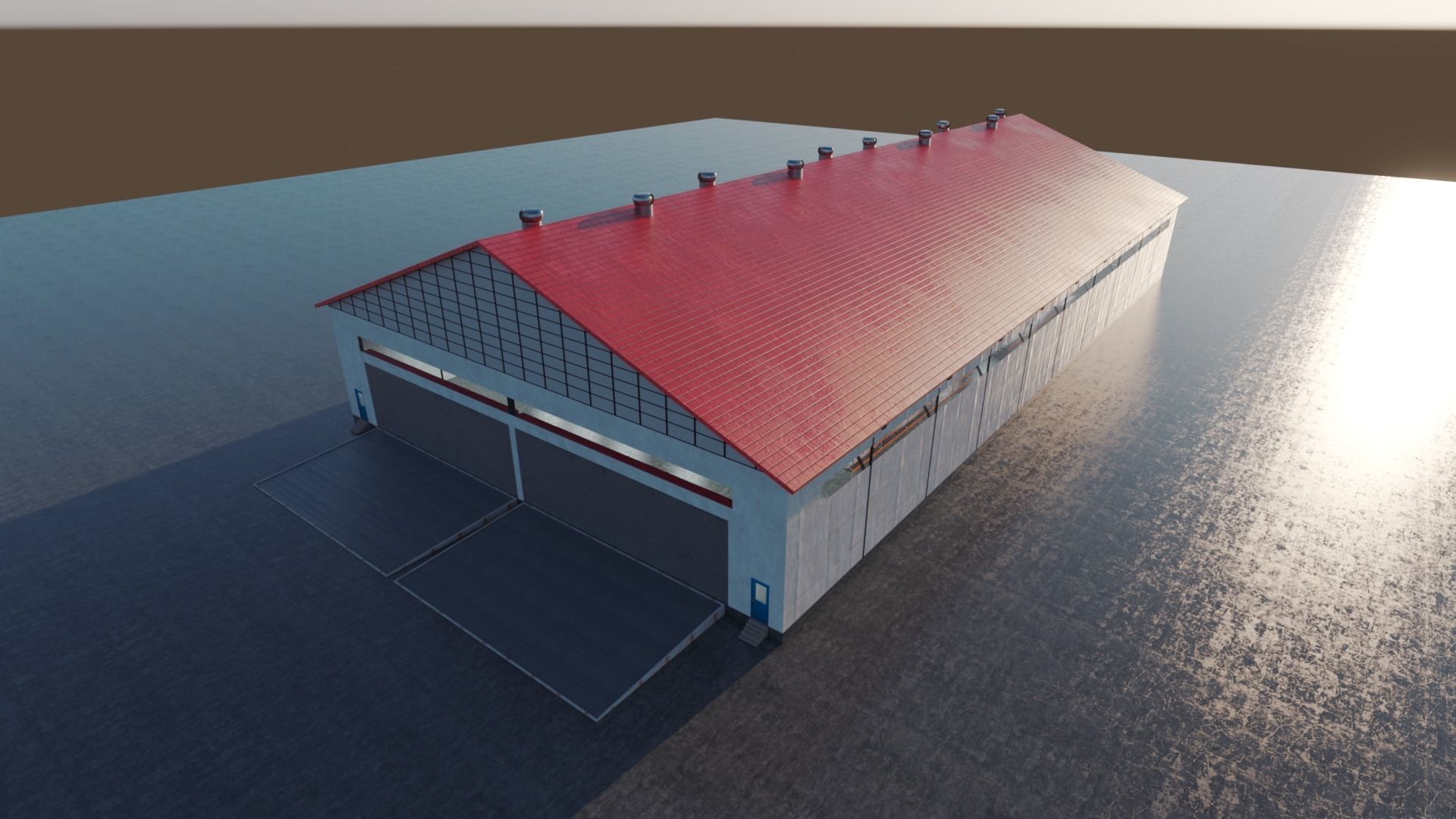 Warehouse Industrial Interior and Exterior Low-poly 3D model_24