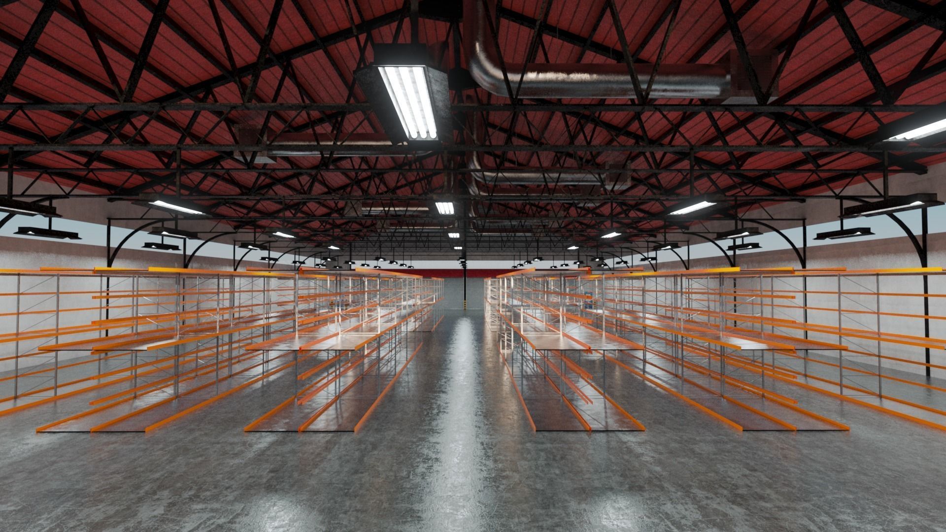 Warehouse Industrial Interior and Exterior Low-poly 3D model_6