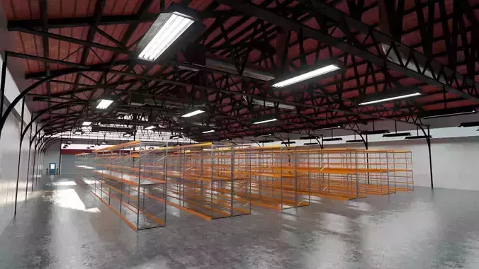 Warehouse Industrial Interior and Exterior Low-poly 3D model