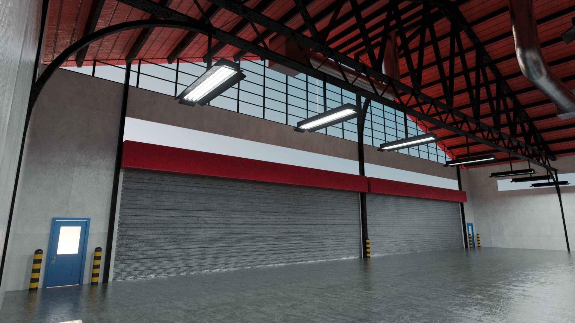 Warehouse Industrial Interior and Exterior Low-poly 3D model_15