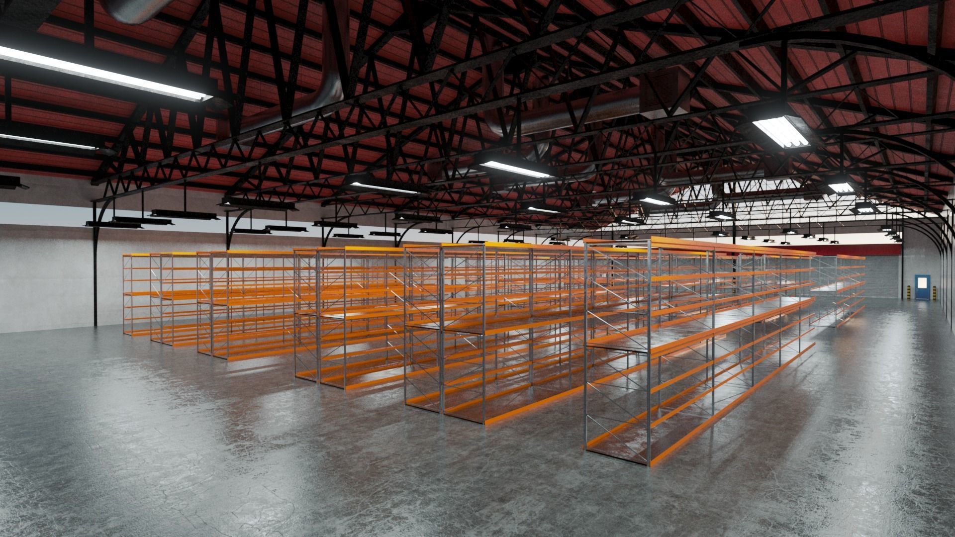 Warehouse Industrial Interior and Exterior Low-poly 3D model_4