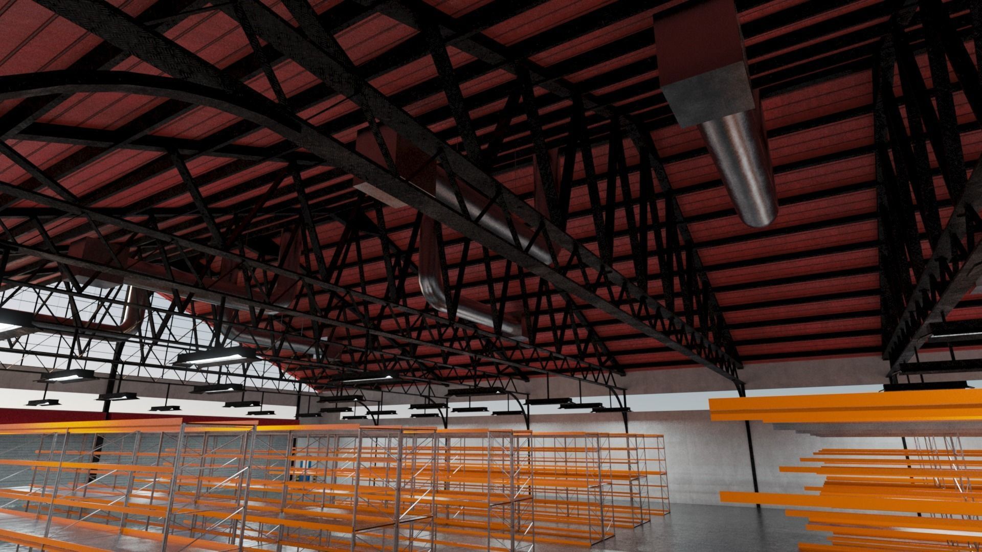 Warehouse Industrial Interior and Exterior Low-poly 3D model_13