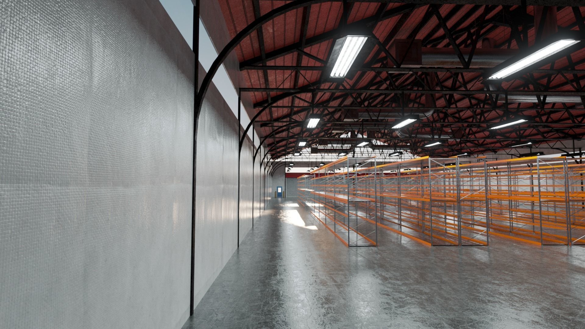 Warehouse Industrial Interior and Exterior Low-poly 3D model_8