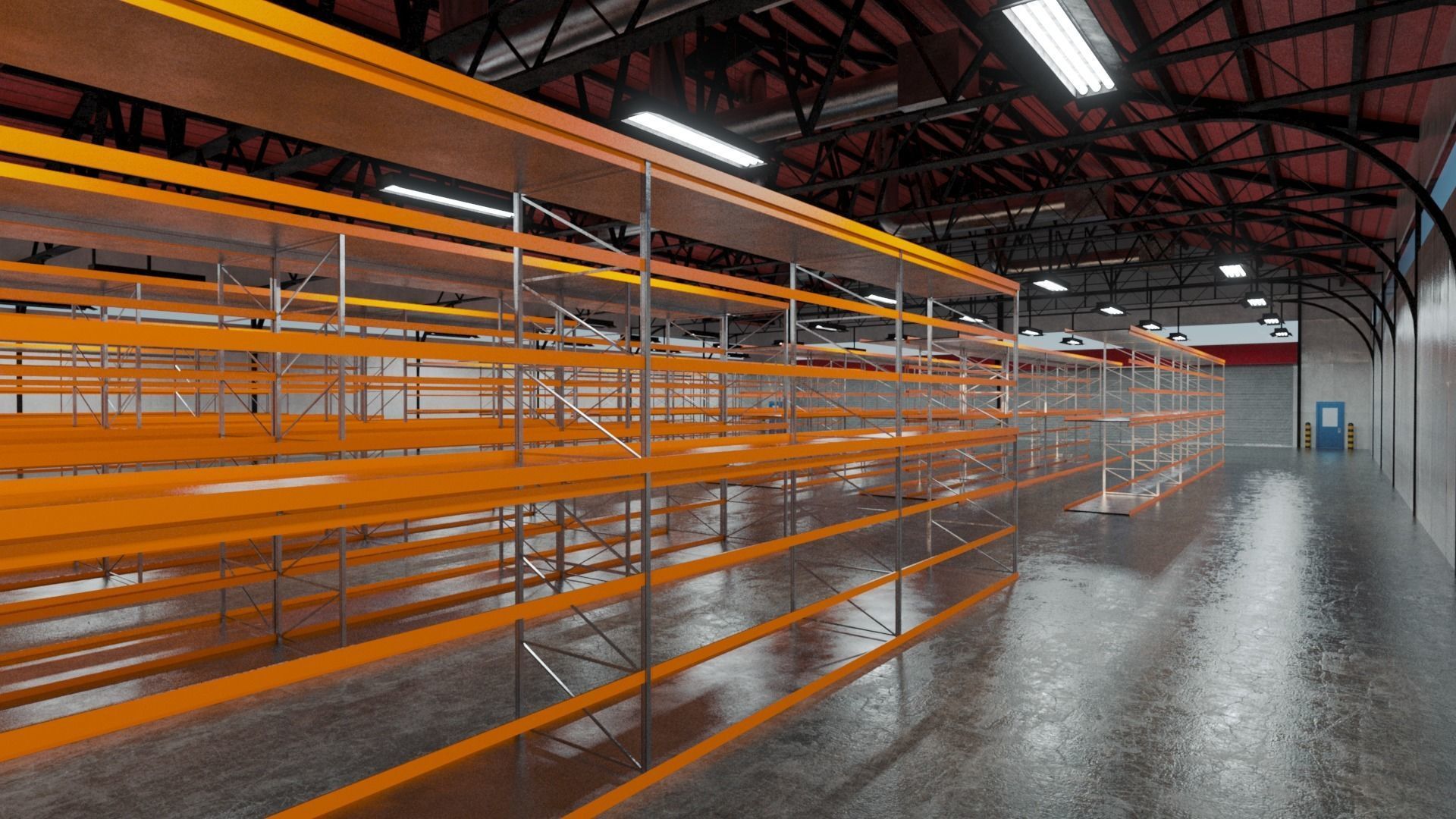 Warehouse Industrial Interior and Exterior Low-poly 3D model_7