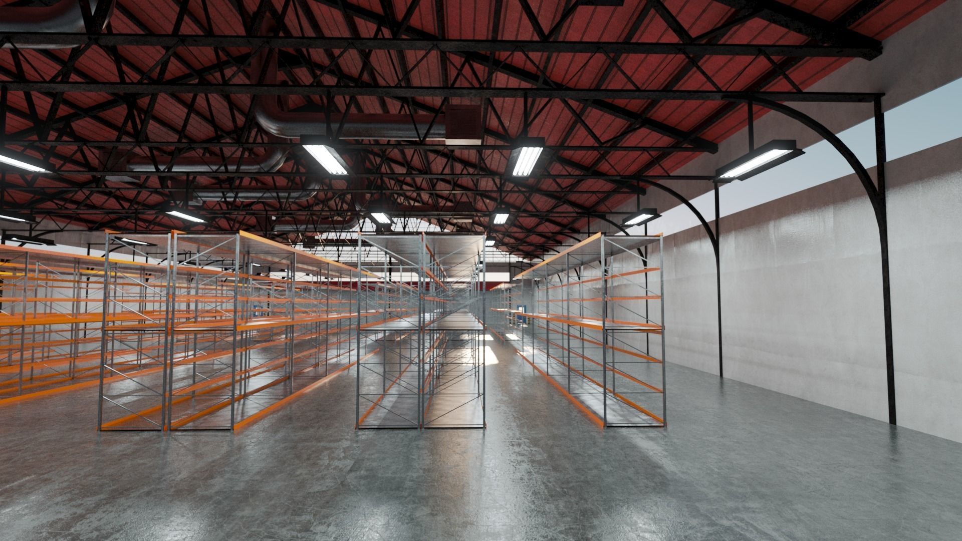 Warehouse Industrial Interior and Exterior Low-poly 3D model_9