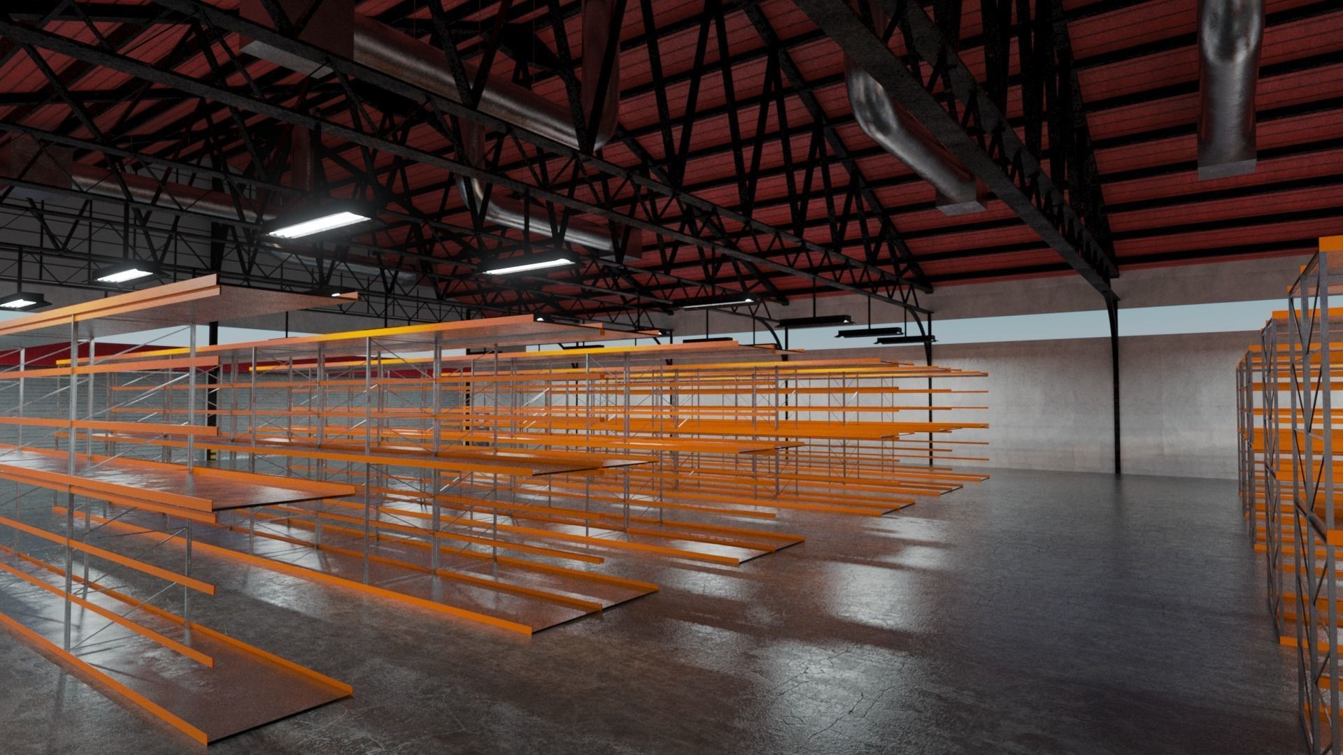 Warehouse Industrial Interior and Exterior Low-poly 3D model_5