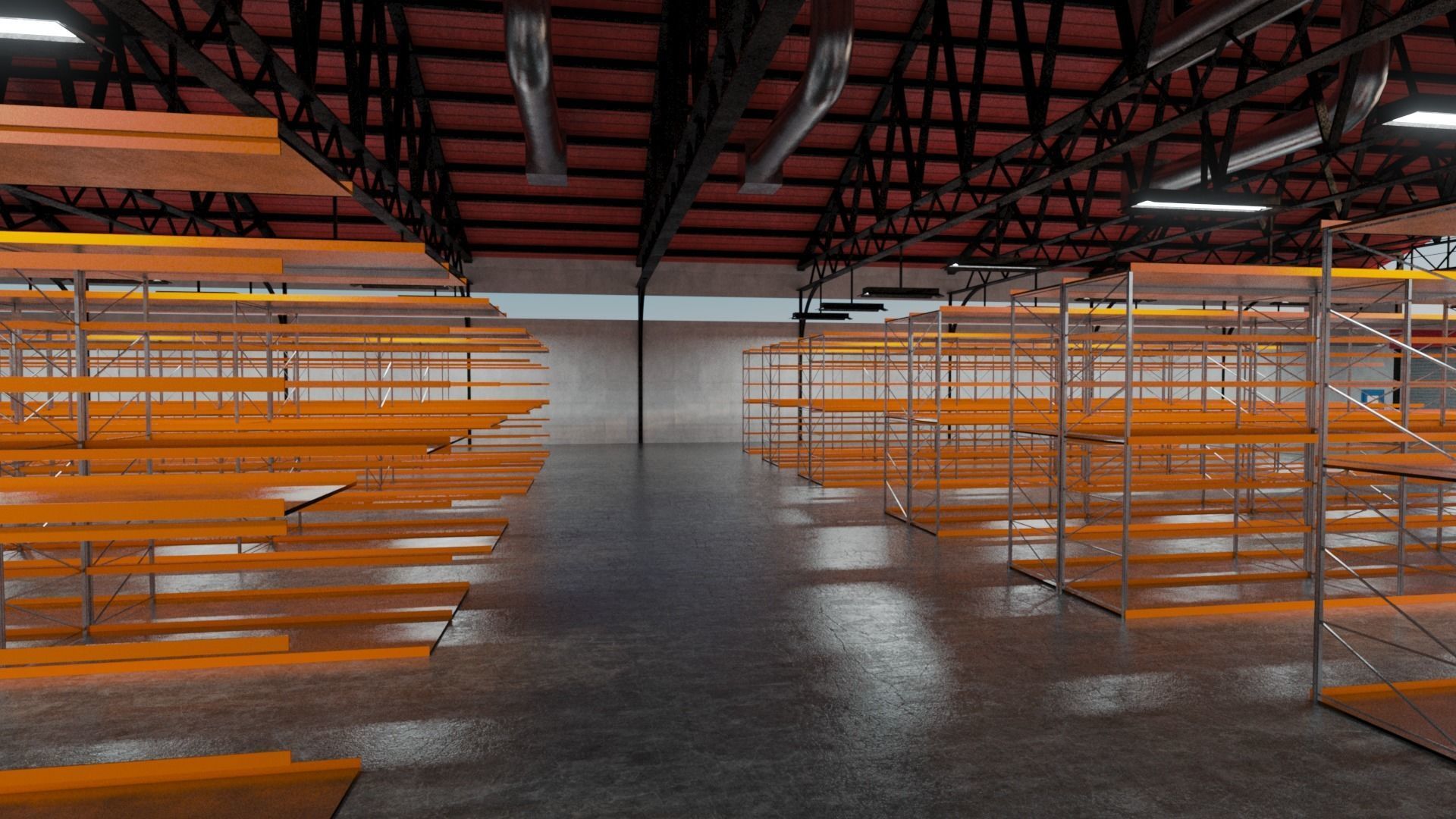 Warehouse Industrial Interior and Exterior Low-poly 3D model_23
