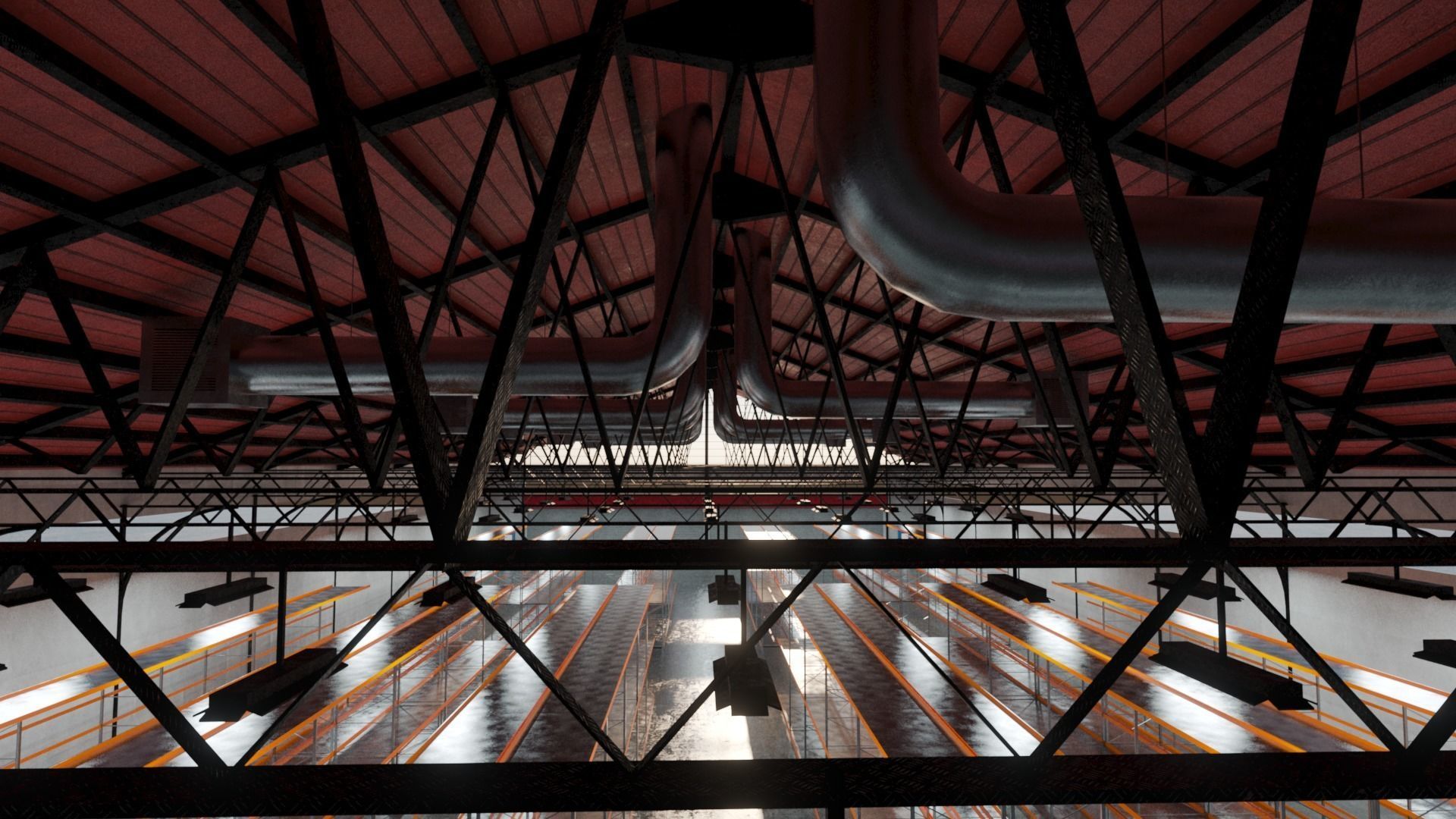 Warehouse Industrial Interior and Exterior Low-poly 3D model_10