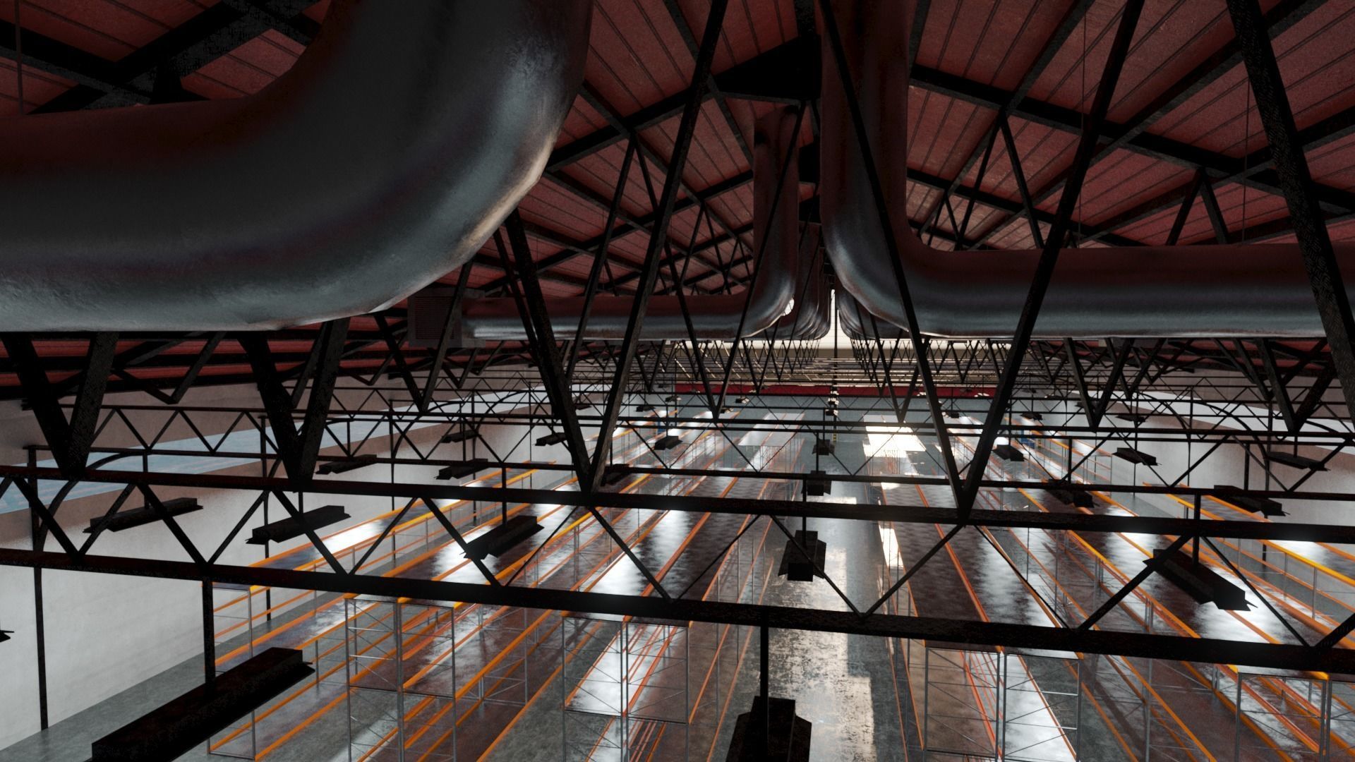 Warehouse Industrial Interior and Exterior Low-poly 3D model_19