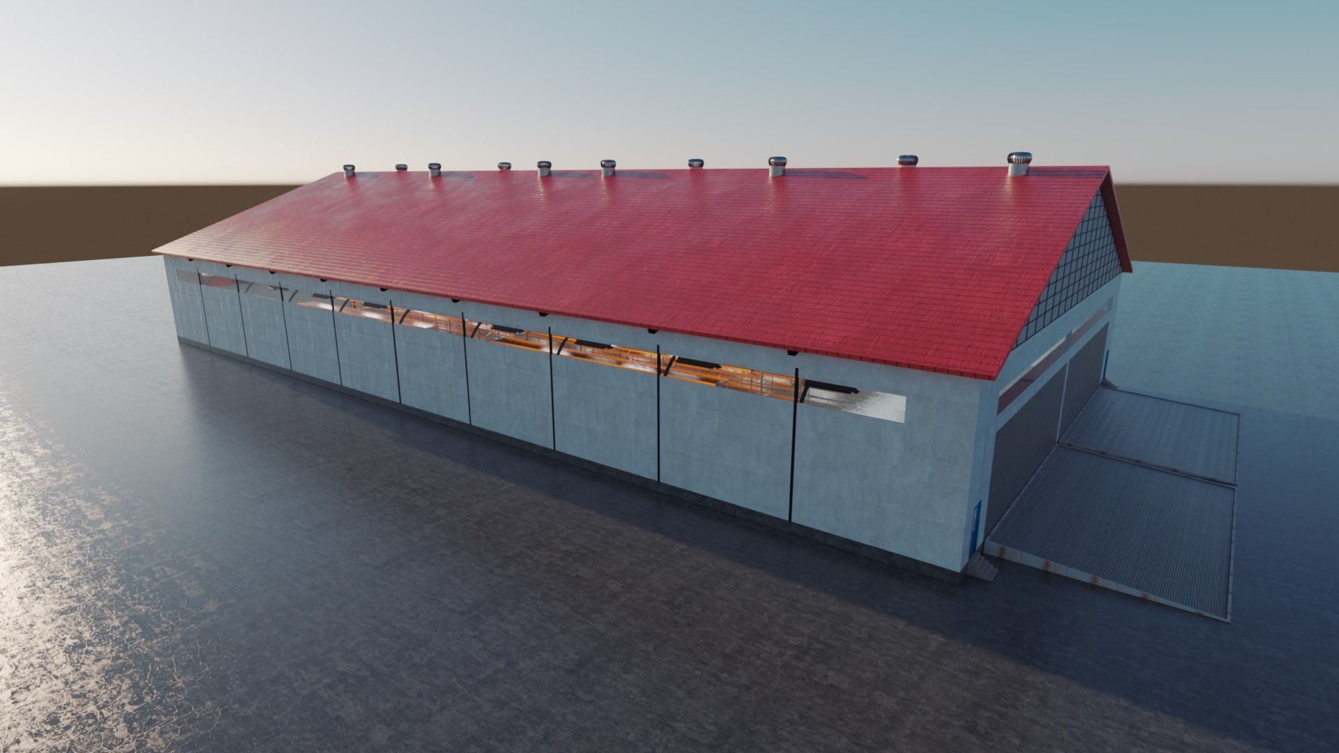 Warehouse Industrial Interior and Exterior Low-poly 3D model_25