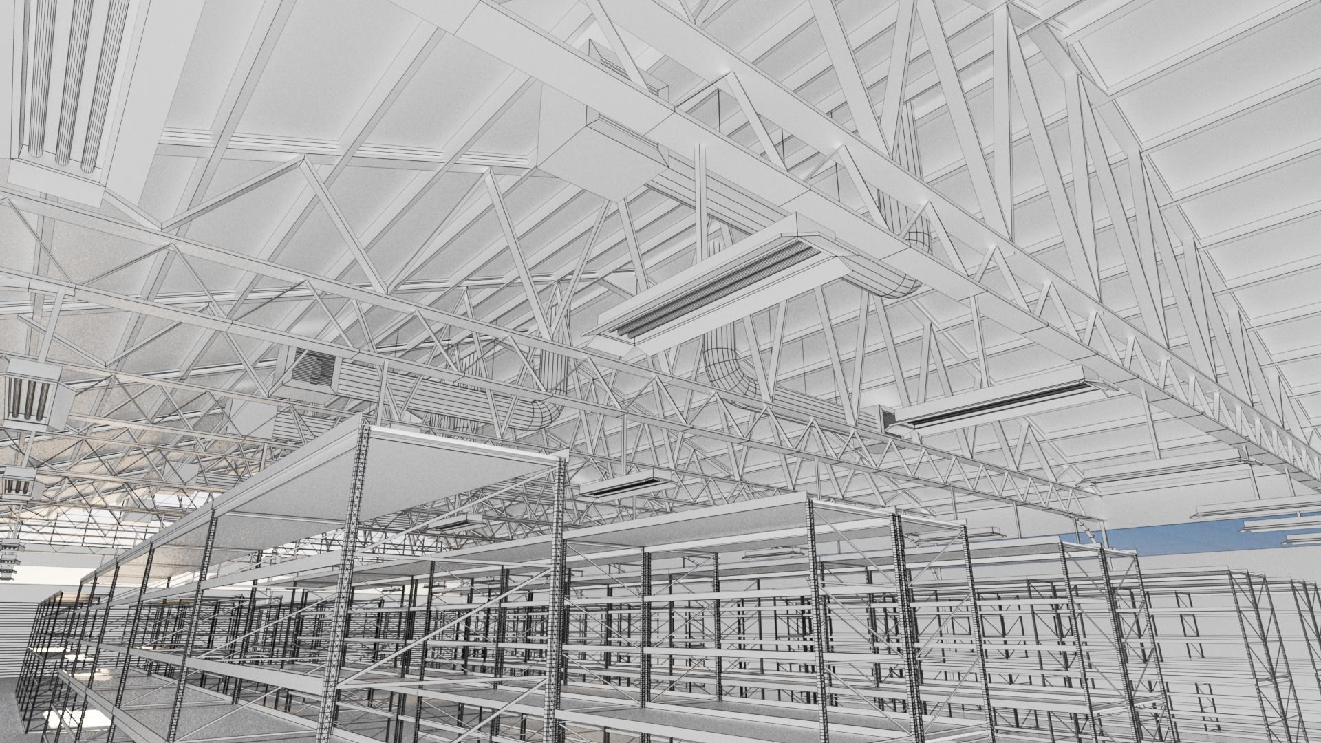 Warehouse Industrial Interior and Exterior Low-poly 3D model_40