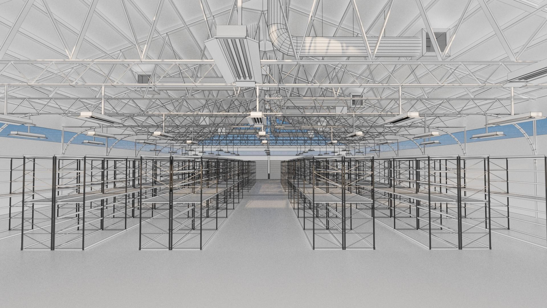 Warehouse Industrial Interior and Exterior Low-poly 3D model_34