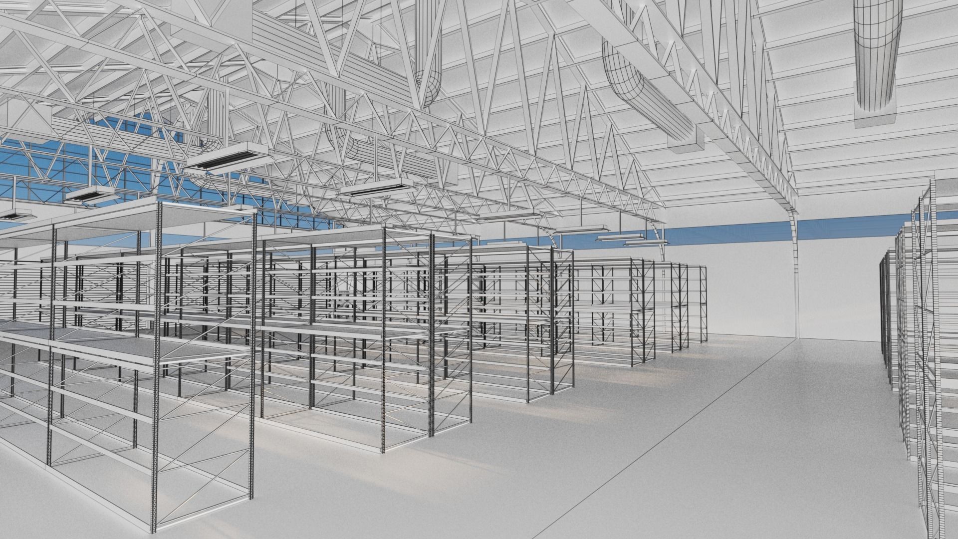 Warehouse Industrial Interior and Exterior Low-poly 3D model_33