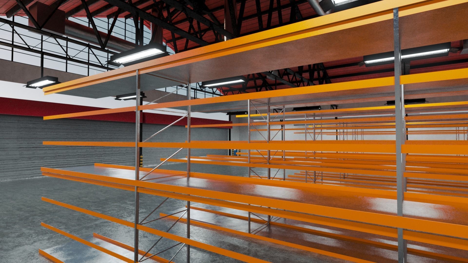 Warehouse Industrial Interior and Exterior Low-poly 3D model_14