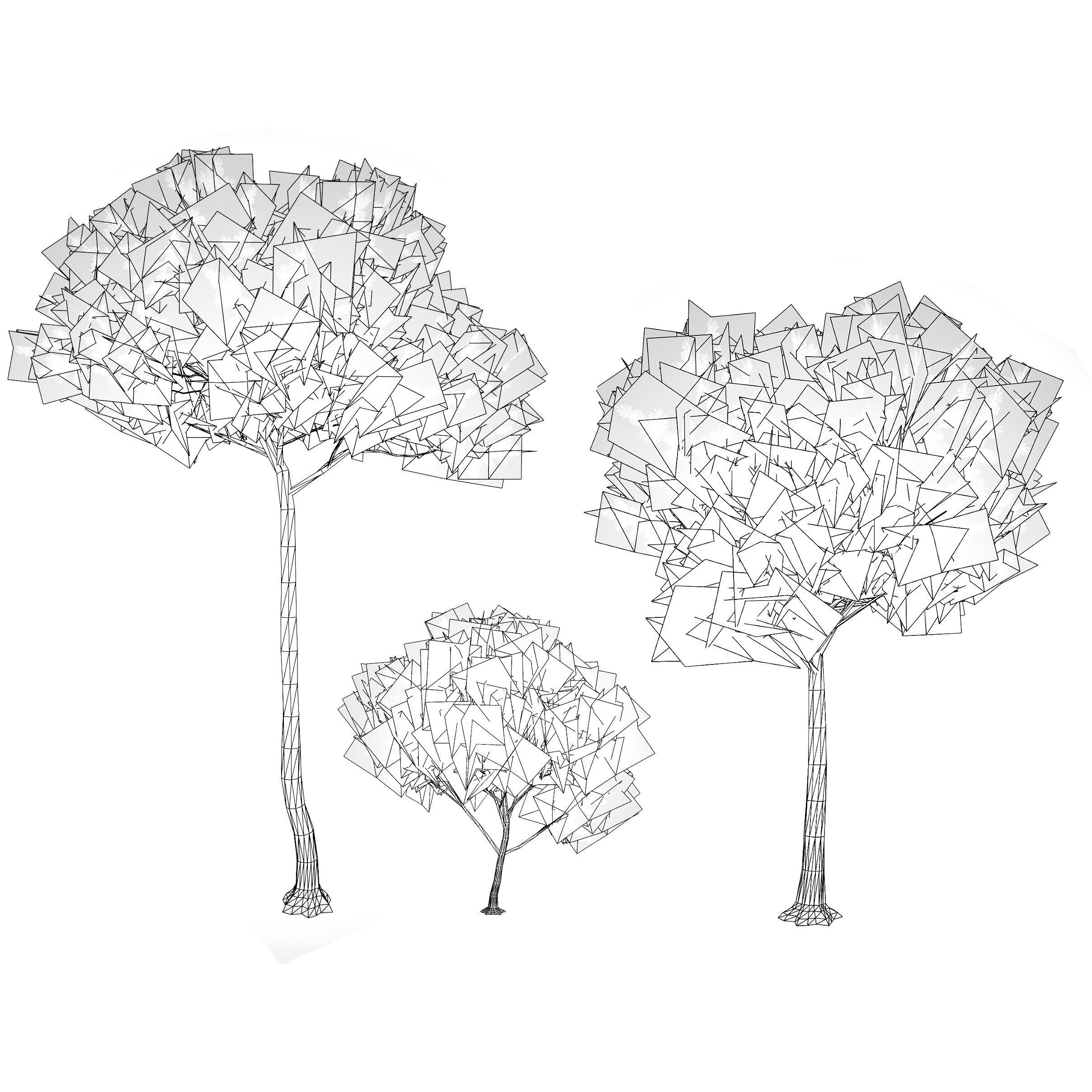 Low Poly Stone Pine Trees Low-poly 3D model_7