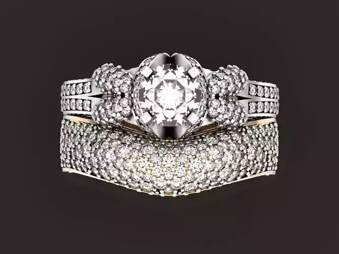 double Engagement Ring and  Wedding diamond 1306