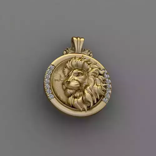 lion necklace with diamond pendant 3D print model