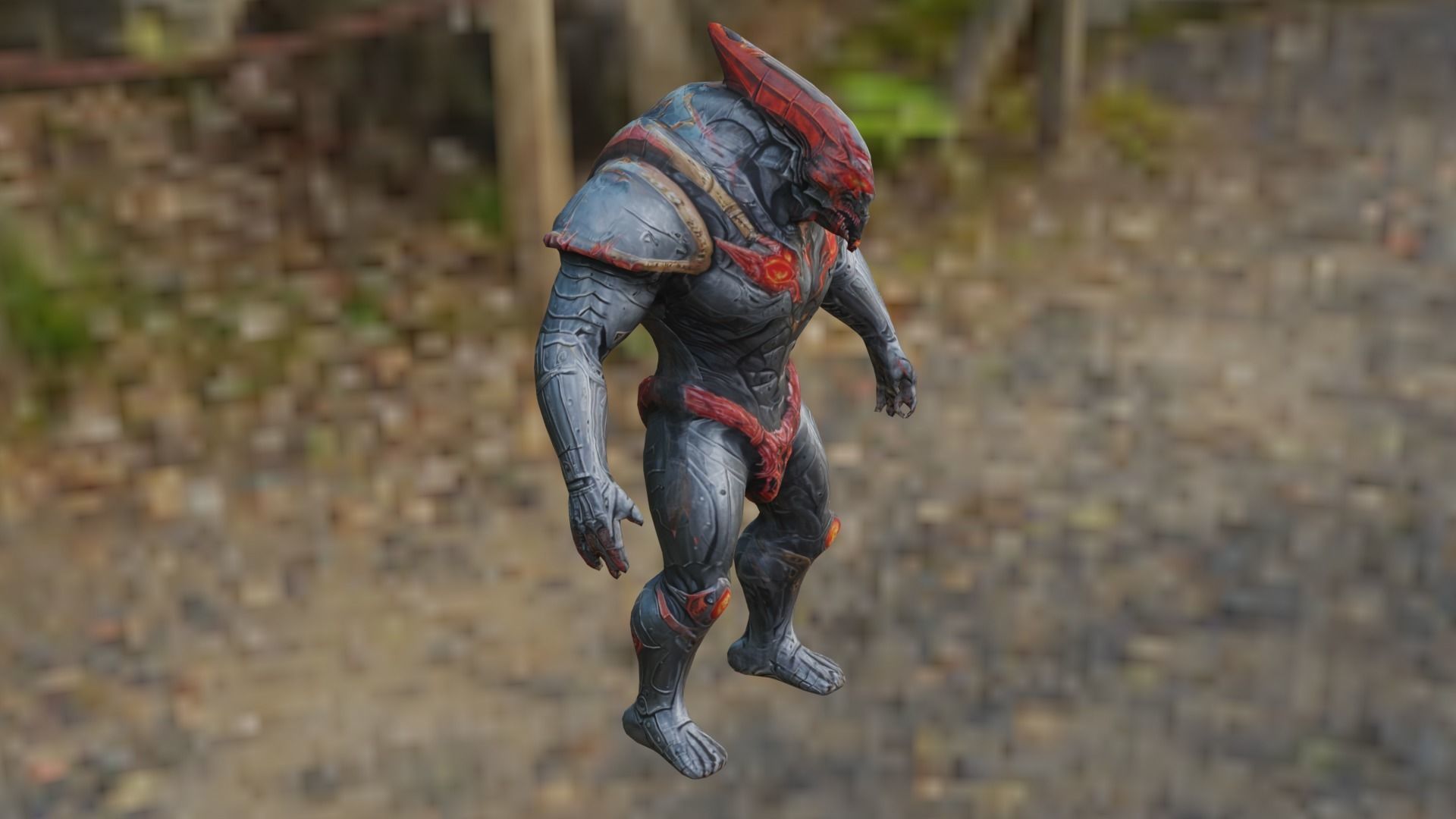 Cyborg robot Low-poly 3D model_4