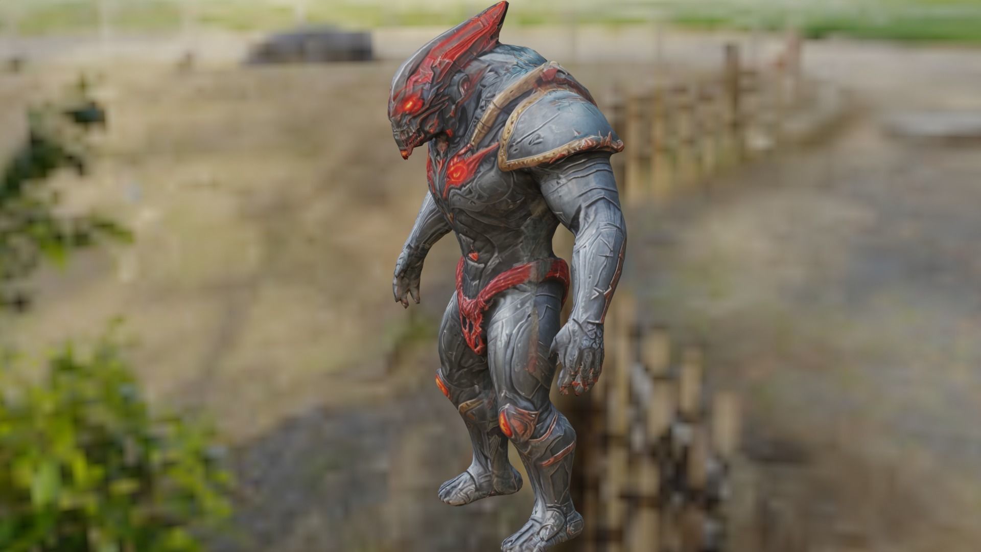 Cyborg robot Low-poly 3D model_1