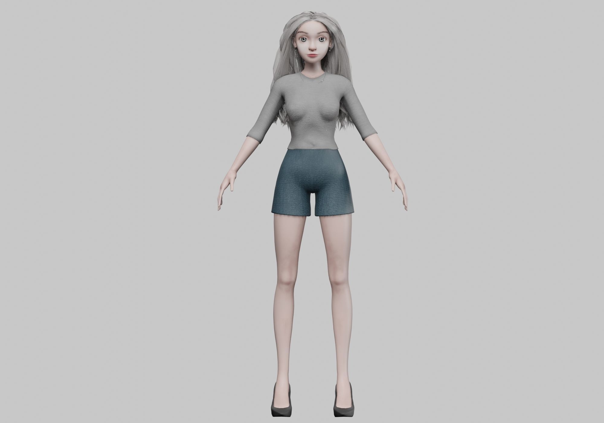 cartoon blond girl V30641  Low-poly 3D model_1
