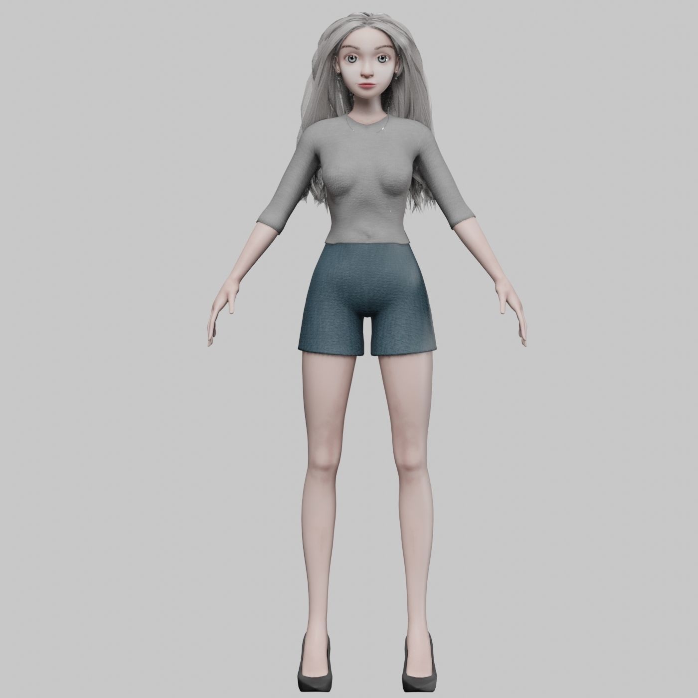 cartoon blond girl V30641  Low-poly 3D model_9