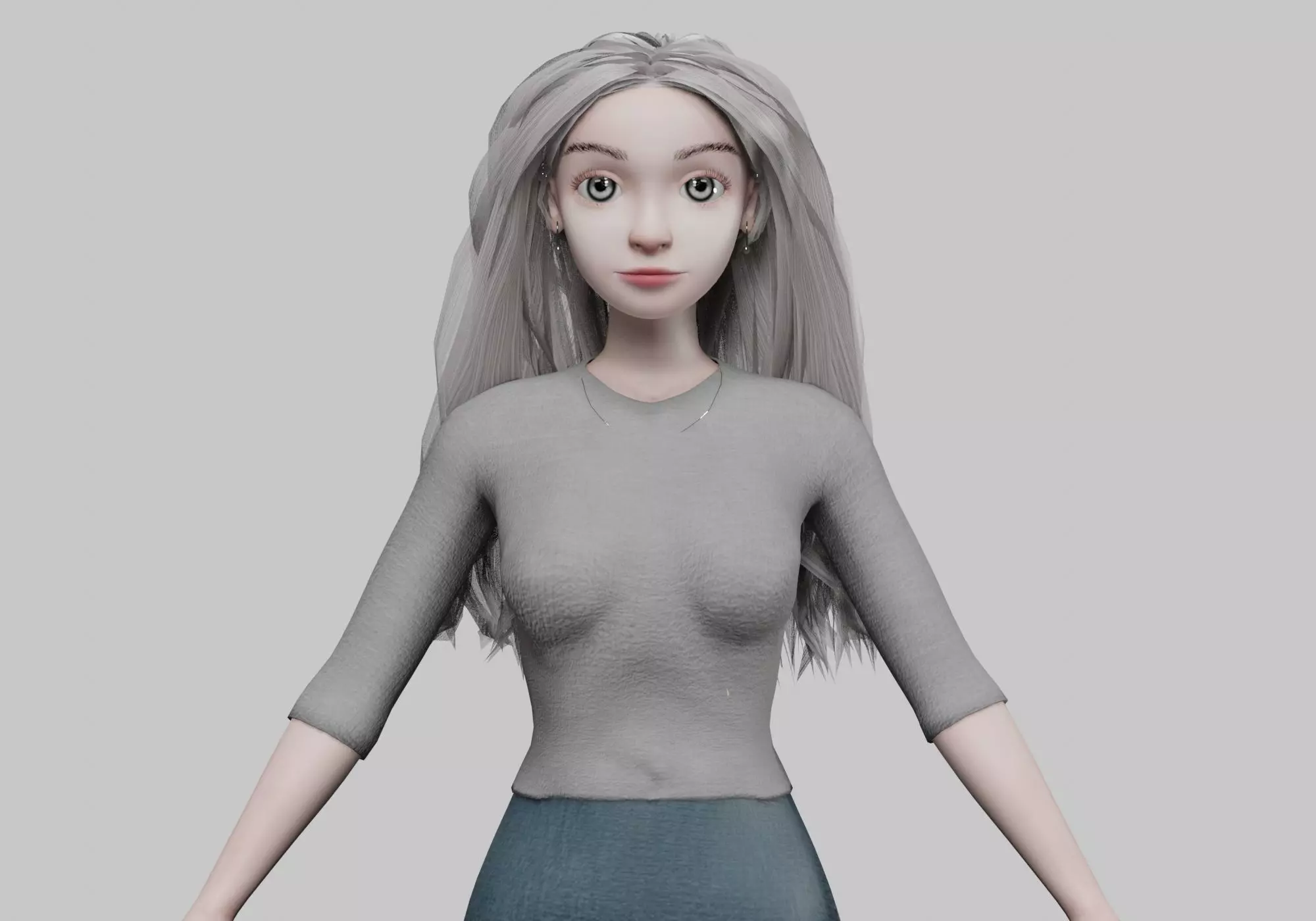 cartoon blond girl V30641  Low-poly 3D model_0